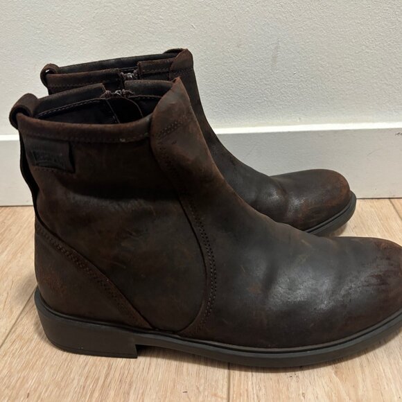 $300 Camper Brown Nubuck Leather Side-Zip Boots -EU 43 / US 10 - Picture 5 of 14